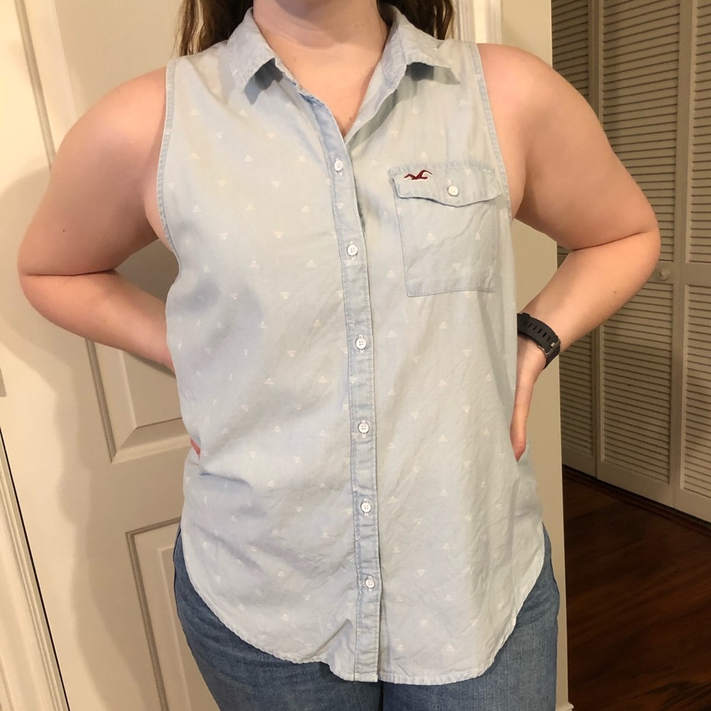 Hollister Collared Button Down Tank Top